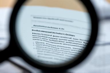 Magnifying glass over a complex document